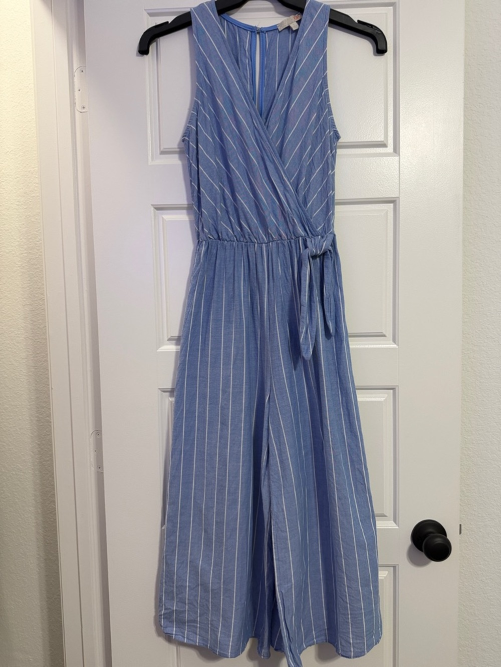Gianni Bini Blue & White Striped Sleeveless Jumpsuit
